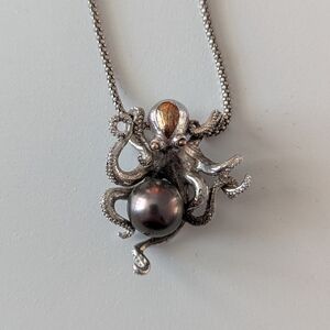 Na Hoku Tahitian Pearl Mixed Metal Octopus Pendant